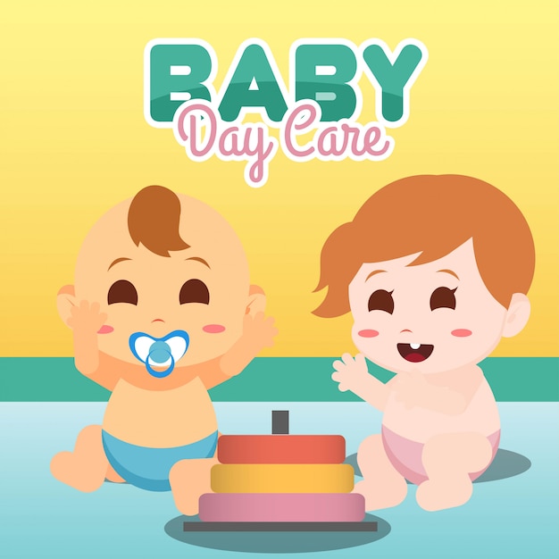 Ilustración de cuidado de día de bebé