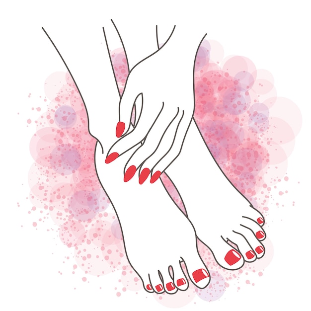 Ilustración de cuidado de pies de mujer