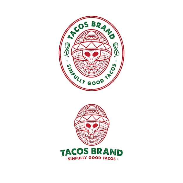 Vector ilustración de la cultura mexicana para el logotipo de tacos con vector premium