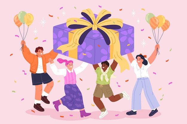 Ilustración de cumpleaños dibujada a mano