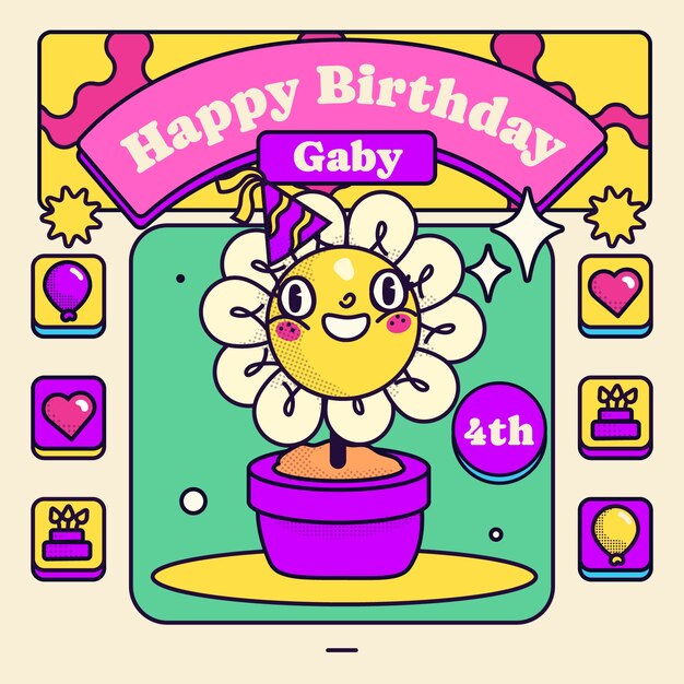 Ilustración de cumpleaños dibujada a mano