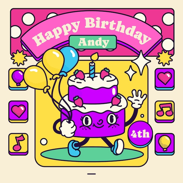 Ilustración de cumpleaños dibujada a mano