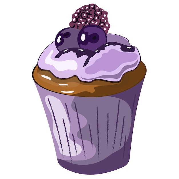 ilustración de cupcake de arándanos
