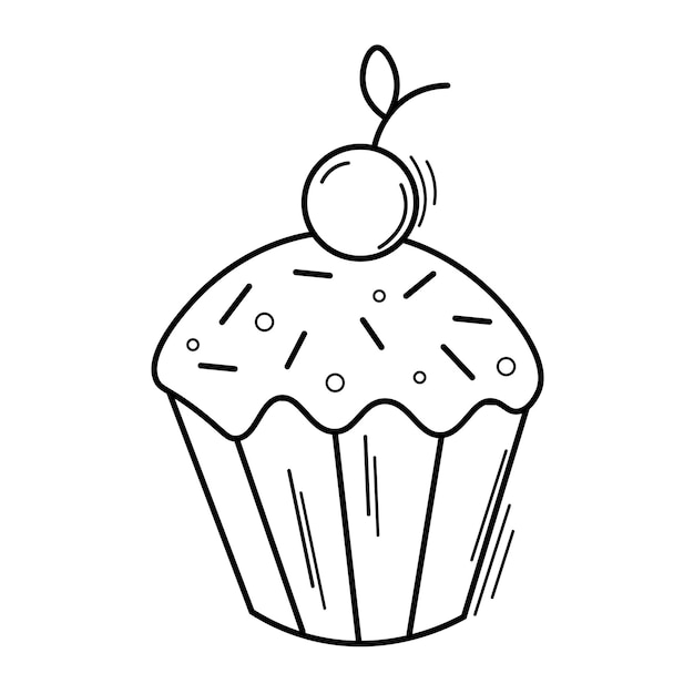 Ilustración de cupcake blanco y negro