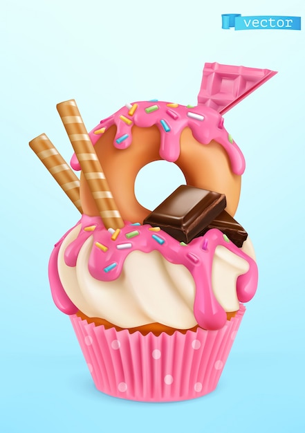 Ilustración de cupcake de donut