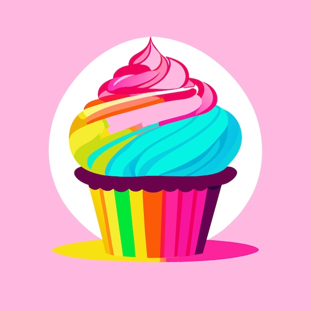 Ilustración de cupcake Vectorel con estilo acuarela