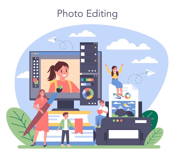 Ilustración del curso de la escuela de fotografía.