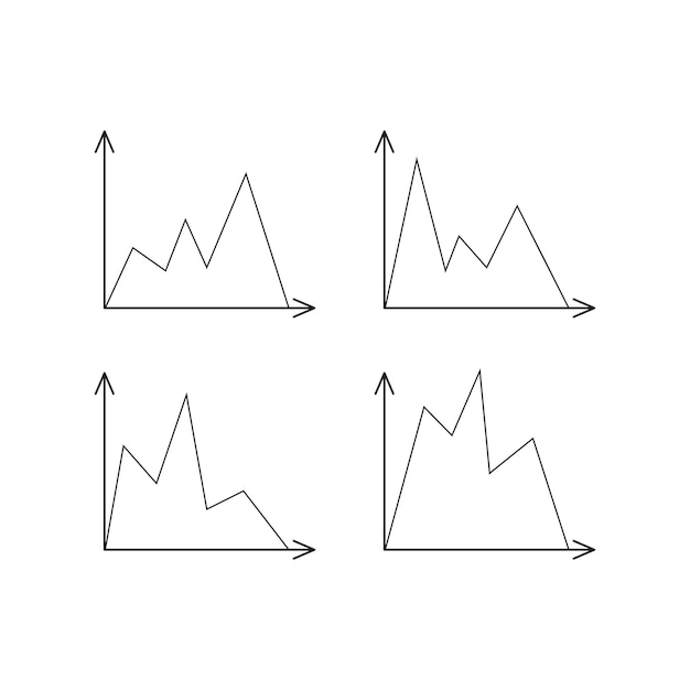 Vector ilustración de la curva estadística con una flecha que crece y muestra el objetivo de ganancias en un buen negocio