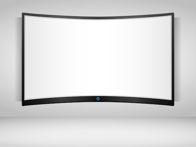 Ilustración curva de la pantalla de TV en el vector de pared eps10