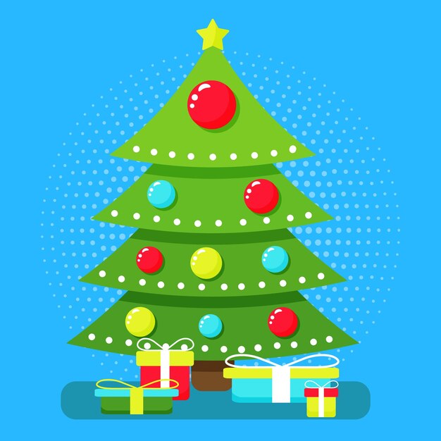 Ilustración de decoración navideña con caja de regalo.