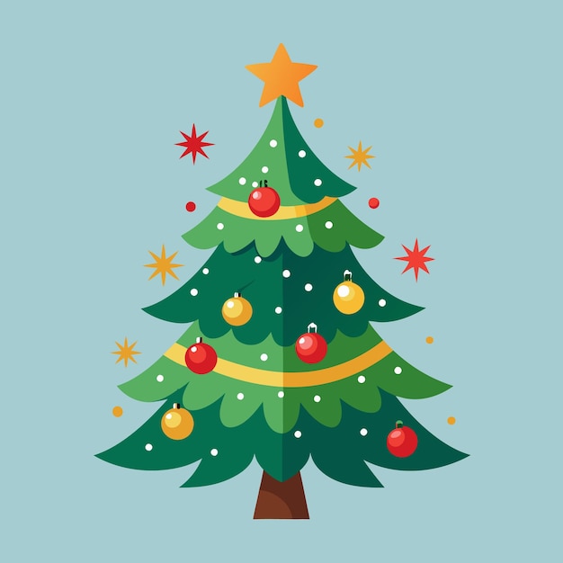 Ilustración decorativa del árbol de Navidad en fondo sólido
