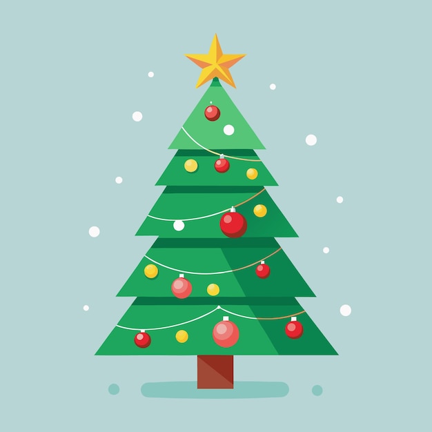Ilustración decorativa del árbol de Navidad en fondo sólido
