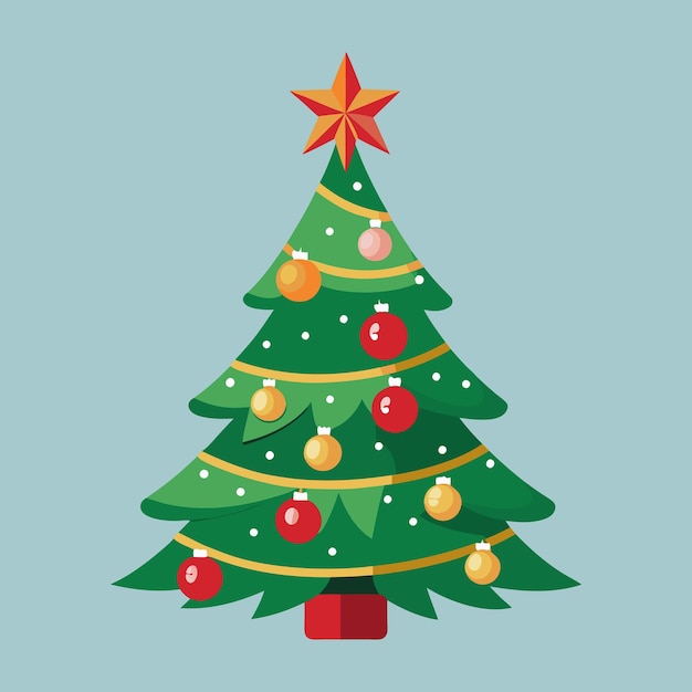 Ilustración decorativa del árbol de Navidad en fondo sólido