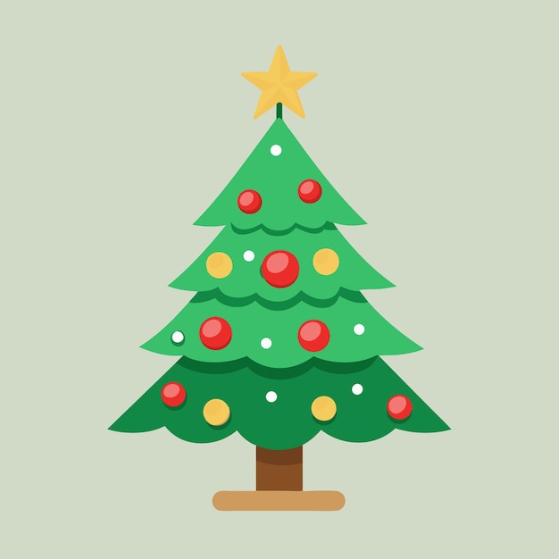 Ilustración decorativa del árbol de Navidad en fondo sólido