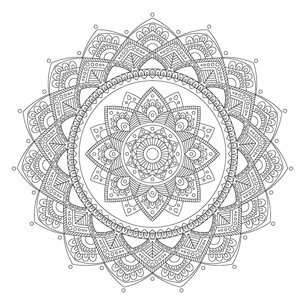 Ilustración decorativa del contorno de la flor de mandala