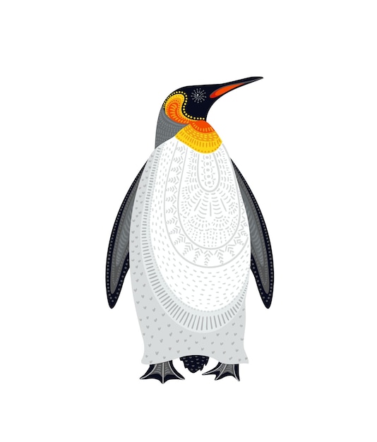 Ilustración decorativa del pingüino Elemento de diseño aislado vectorial
