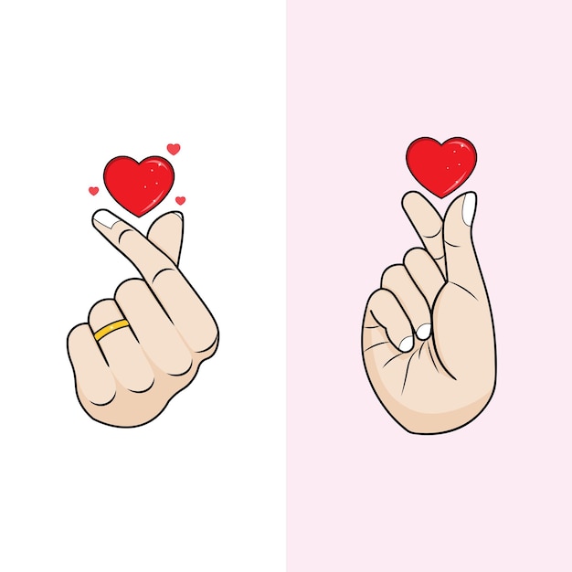 Vector ilustración del dedo del amor con el corazón