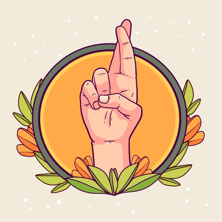 Vector ilustración de dedos cruzados dibujados a mano