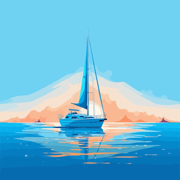 Vector ilustración degradada para barcos de pesca dibujados a mano en verano. diseño de carteles.