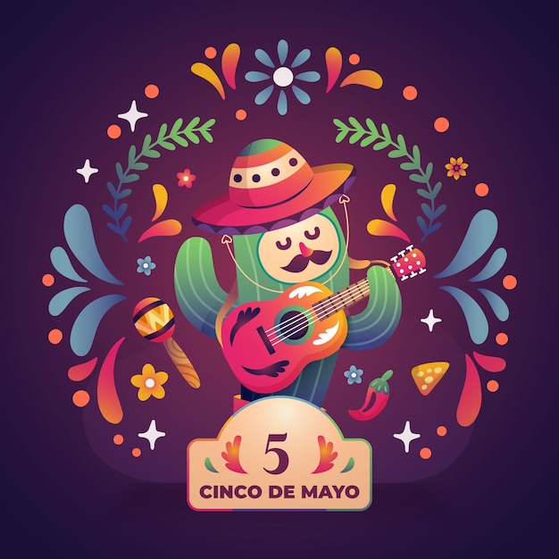 Vector ilustración de degradado para la celebración del cinco de mayo.