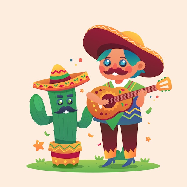 Ilustración de degradado para la celebración del cinco de mayo.