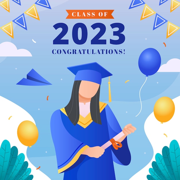 Vector ilustración de degradado para la celebración de la clase de 2023