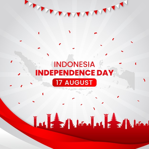 Vector ilustración de degradado para la celebración del día de la independencia de indonesia