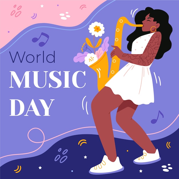 Vector ilustración de degradado para la celebración del día mundial de la música