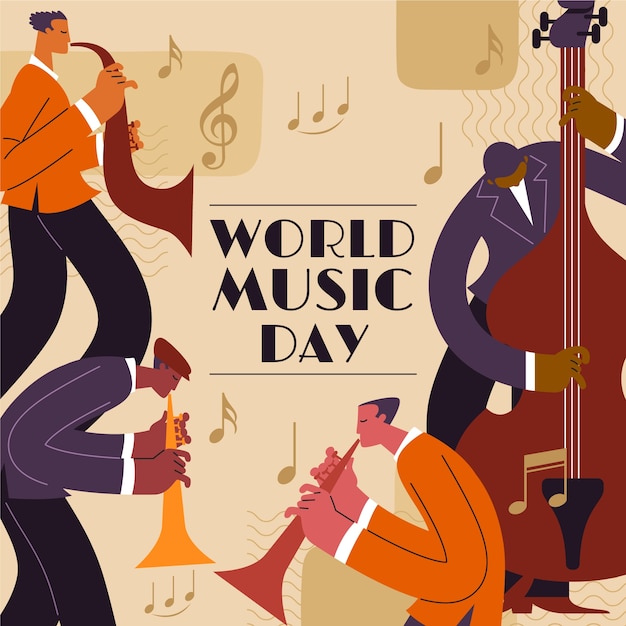 Vector ilustración de degradado para la celebración del día mundial de la música