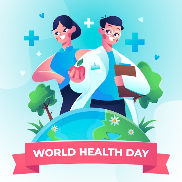 Vector ilustración de degradado para la celebración del día mundial de la salud.