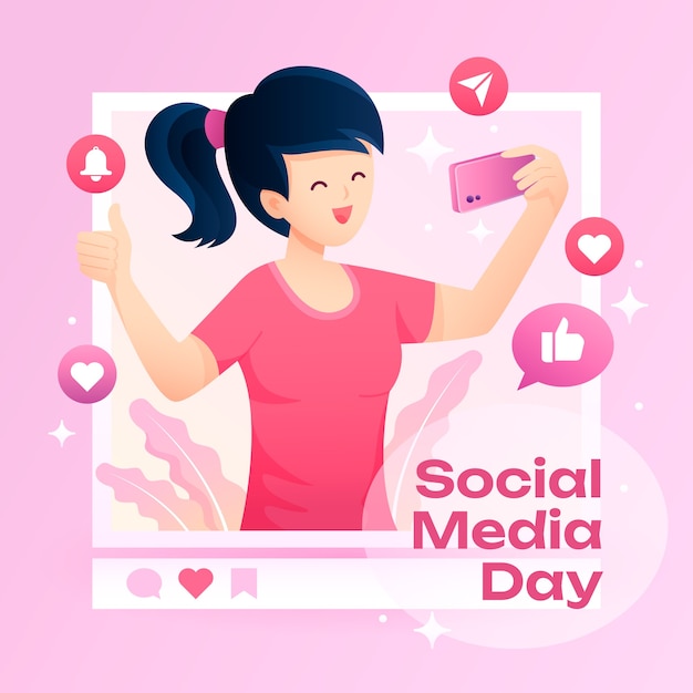 Vector ilustración de degradado para la celebración del día de las redes sociales