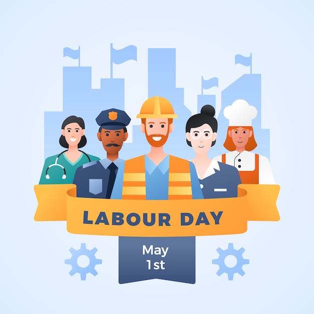 Vector ilustración de degradado para la celebración del día del trabajo.