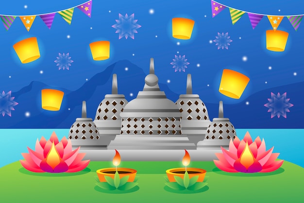 Vector ilustración de degradado para la celebración del festival del día de vesak