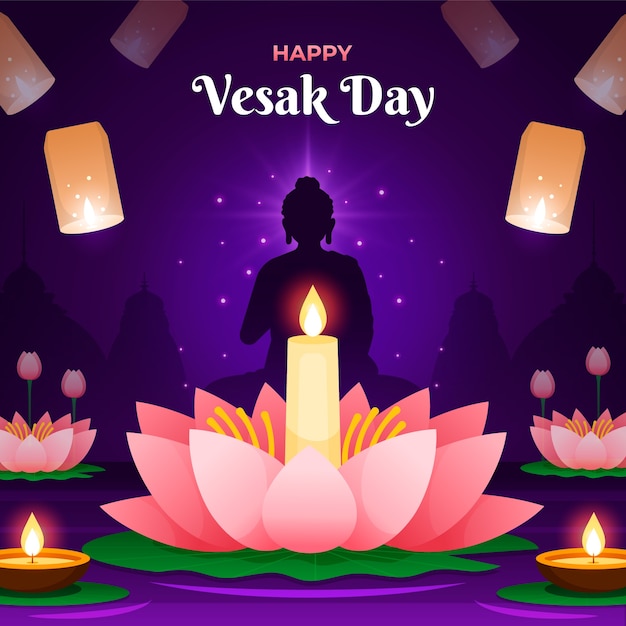 Ilustración de degradado para la celebración del festival del día de vesak