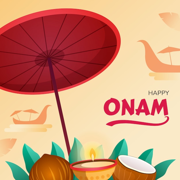Vector ilustración de degradado para la celebración del festival onam