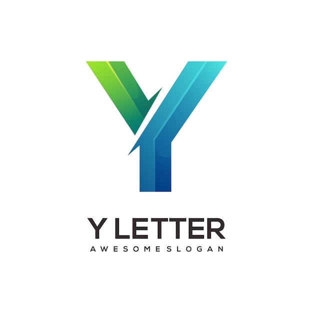 Ilustración de degradado colorido del logotipo de la letra Y