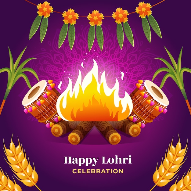 Ilustración de degradado para el festival de lohri