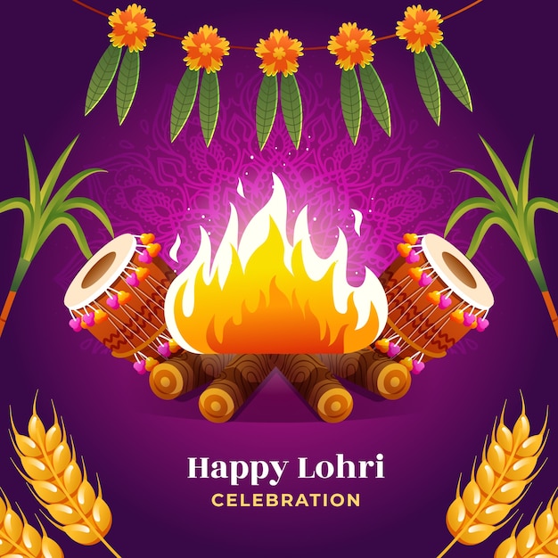 Vector ilustración de degradado para el festival de lohri