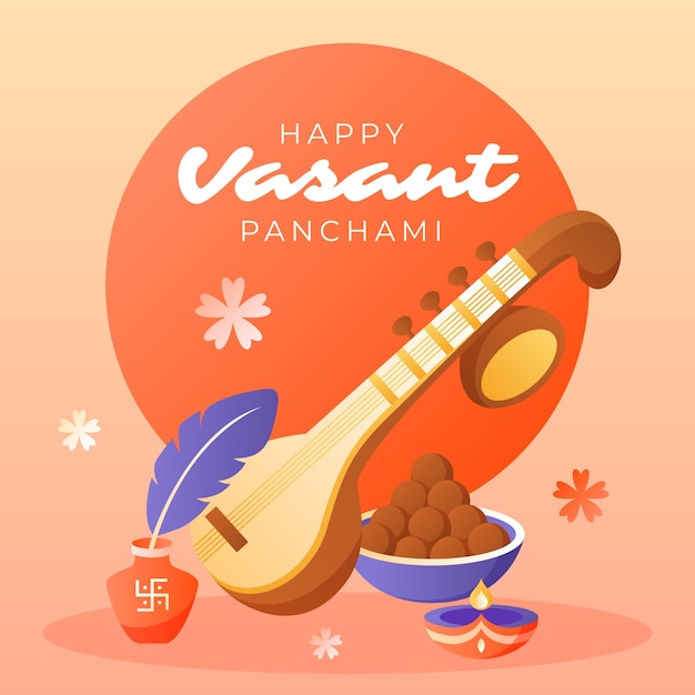 Ilustración de degradado para el festival vasant panchami