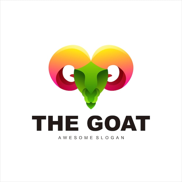 ilustración de degradado de logotipo colorido cabeza de cabra