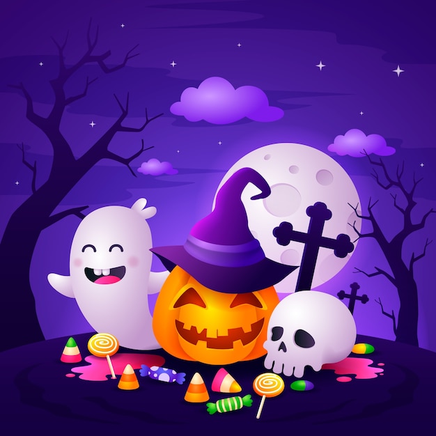 Ilustración degradado para la temporada de halloween.