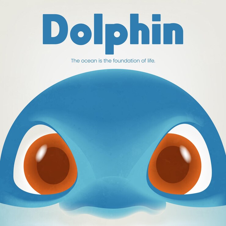 Vector ilustración de un delfín pintado a mano