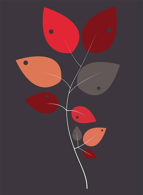 ilustración delicada y sofisticada de una rama de planta con hojas