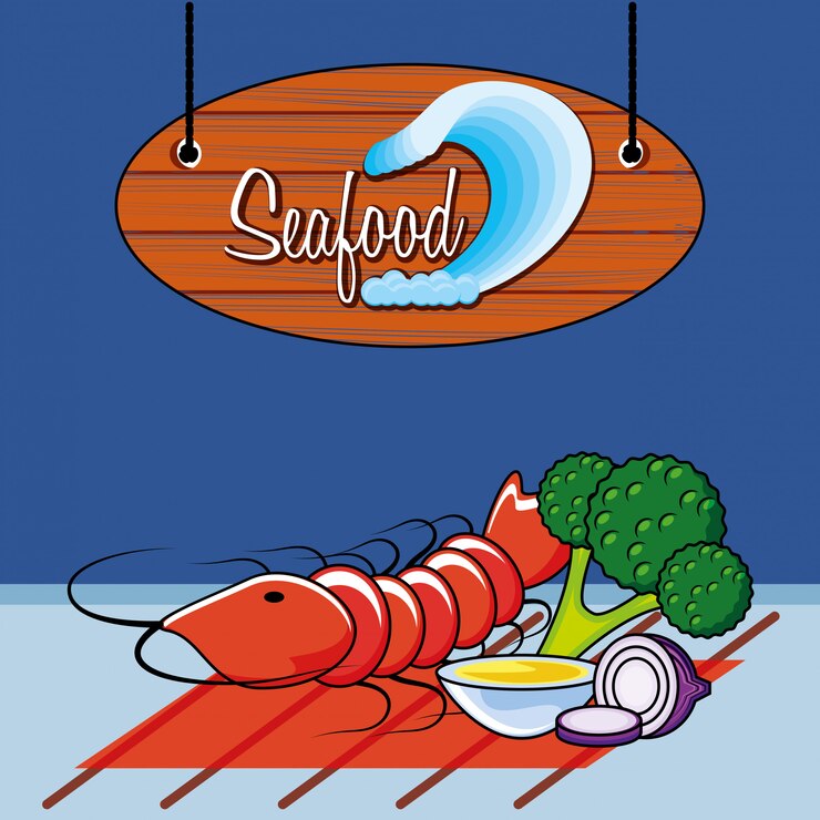 Vector ilustración de deliciosa comida de mar de camarones