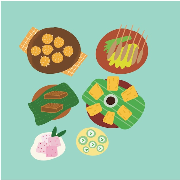 Ilustración de una deliciosa comida tradicional de Indonesia