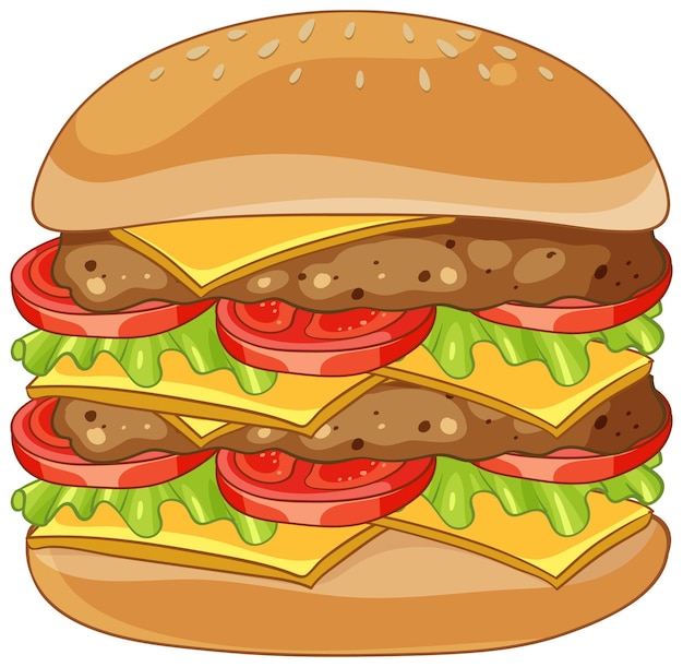 Ilustración de una deliciosa hamburguesa de queso doble