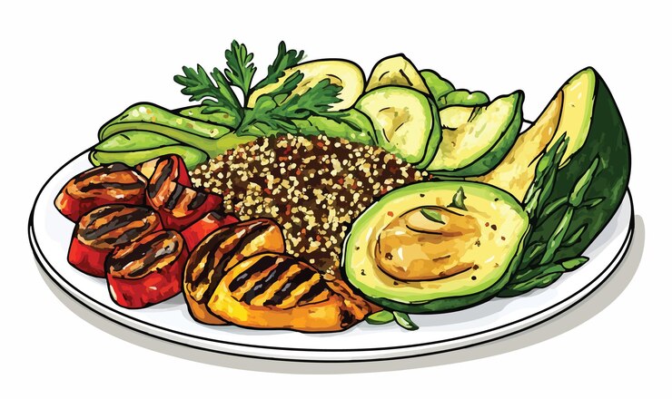 Vector ilustración de una deliciosa harina de quinoa orgánica