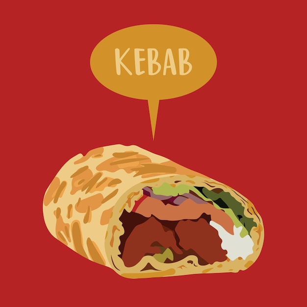 Ilustración del delicioso envoltorio de kebab
