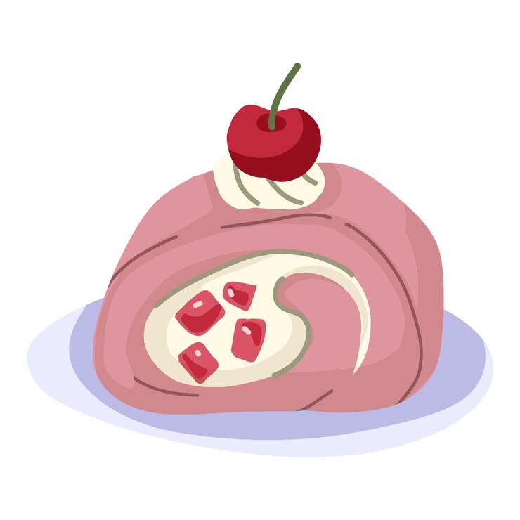 Vector ilustración del delicioso postre suizo con cereza