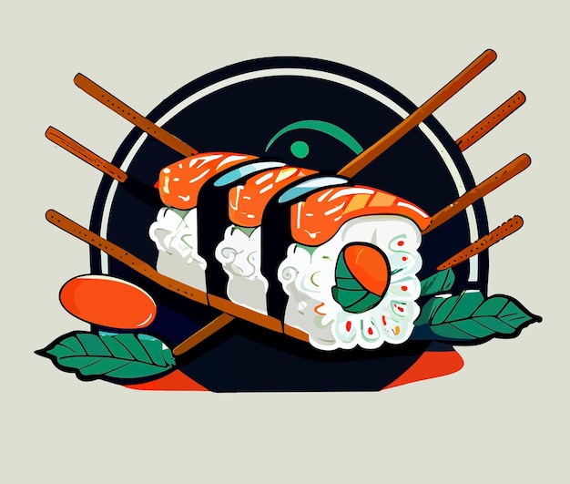 Ilustración de deliciosos rollos de sushi comida japonesa